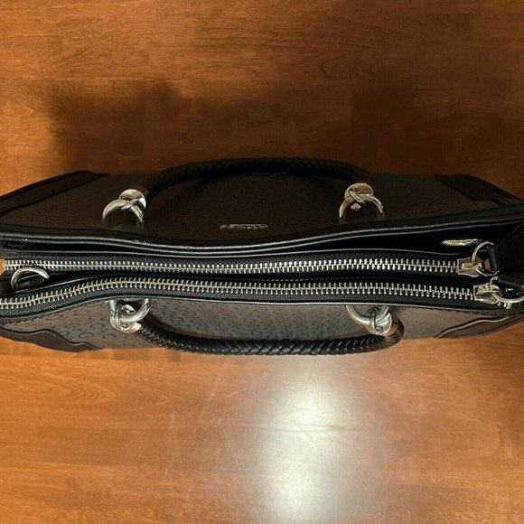 Guess Black and Gray Logo Handbag with Braided Handles-LIKE NEW - Picture 4 of 6